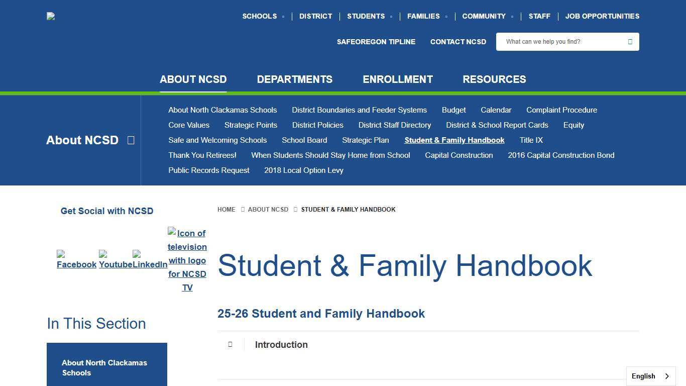 Student & Family Handbook - North Clackamas School District